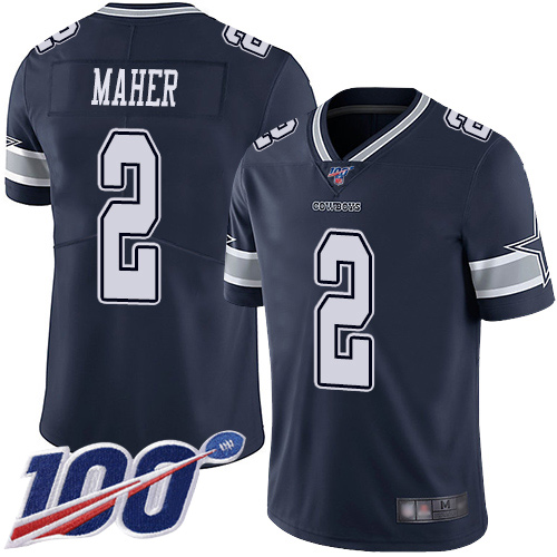 Men Dallas Cowboys Limited Navy Blue Brett Maher Home 2 100th Season Vapor Untouchable NFL Jersey